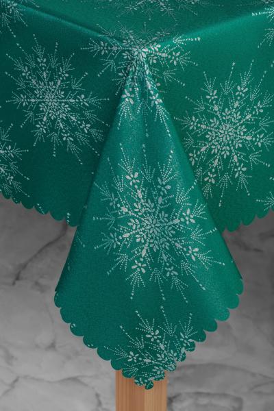 Obrus świąteczny 140x180cm zieleń butelkowa ze srebrem