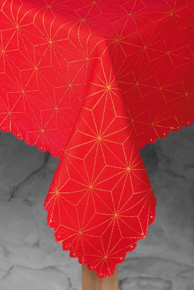 Obrus świąteczny 130x160cm czerwona geometria